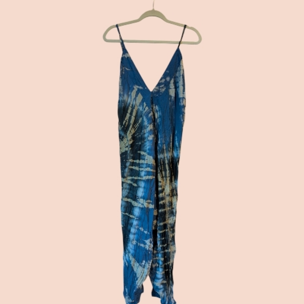 Earthbound Blue Tie-Dye Drop-Crotch Romper